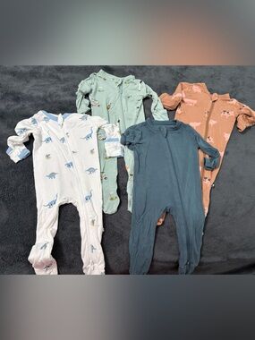 Kyte Baby Mixed Baby Footed Pajama Bundle - Blue, Green, White, Rust